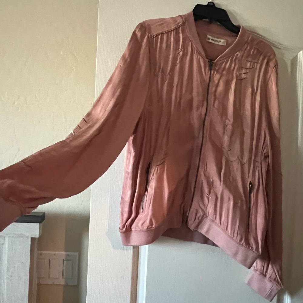 Blank NYC Blush Zip Up Jacket with Embroidery